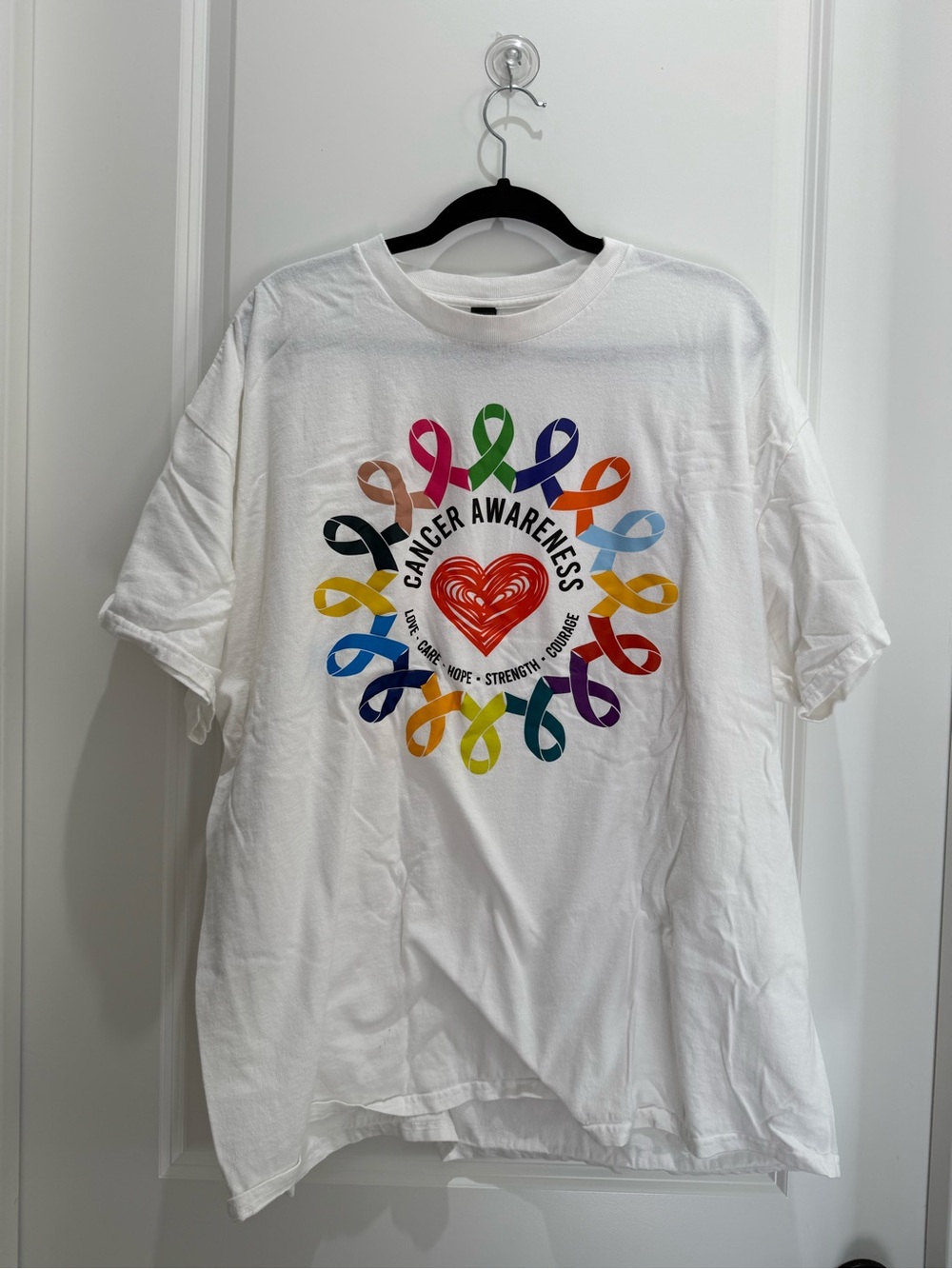 White Cancer Awareness Ribbon Graphic Tee